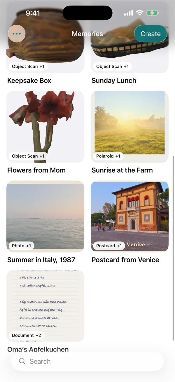 More of the library: flowers, a Polaroid, an old photo, a postcard and a handwritten recipe